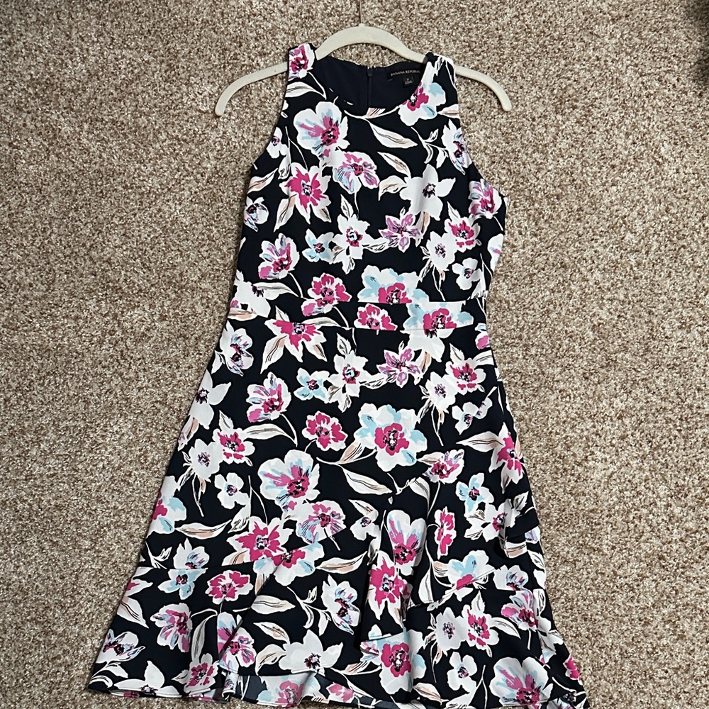 Banana Republic Women’s Floral Dress - Pink, White and Navy
